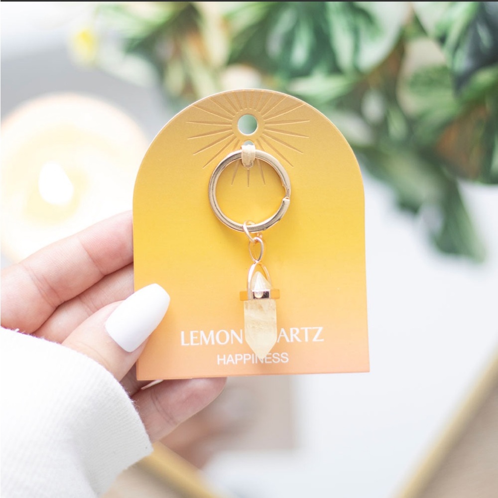 Lemon Quartz Crystal Keyring